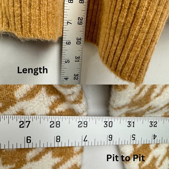 Ava & Viv White & Tan Houndstooth Soft Stretch Cotton Tight Knit Sweater Sz 4X - Picture 8 of 9